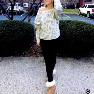 Oversized Leopard off the shoulder sweater
